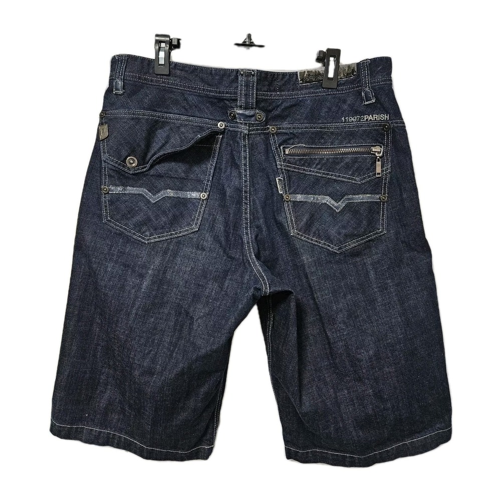 Parish Denim Jean Shorts Men's Sz 38‎ (36x13) Blue Y2K Streetwear RN#119972 EUC